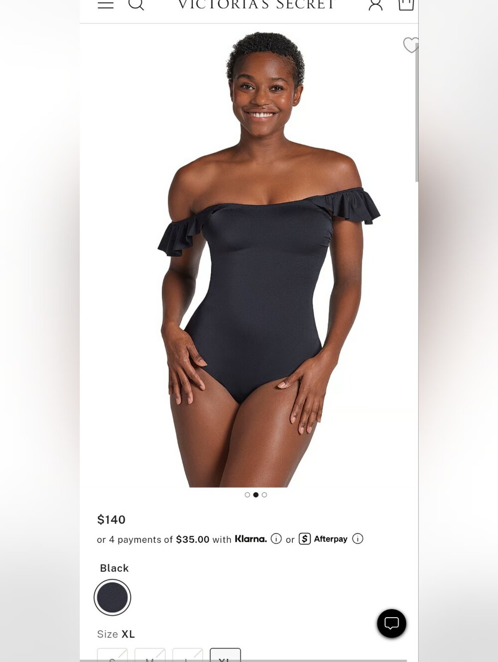 Victoria's Secret Black Off-Shoulder Ruffle One-Piece Swimsuit